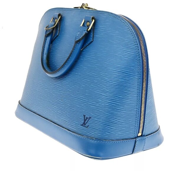 Auth LOUIS VUITTON LV Alma Hand Bag Epi Leather Blue GHW France - Picture 9 of 16